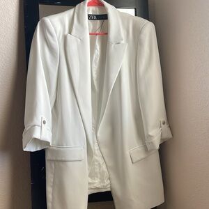 White Medium Blazer from Zara